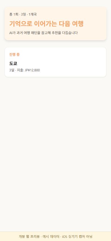엥세 월드 여행 기록 개발 웹 프리뷰, 예시 데이터